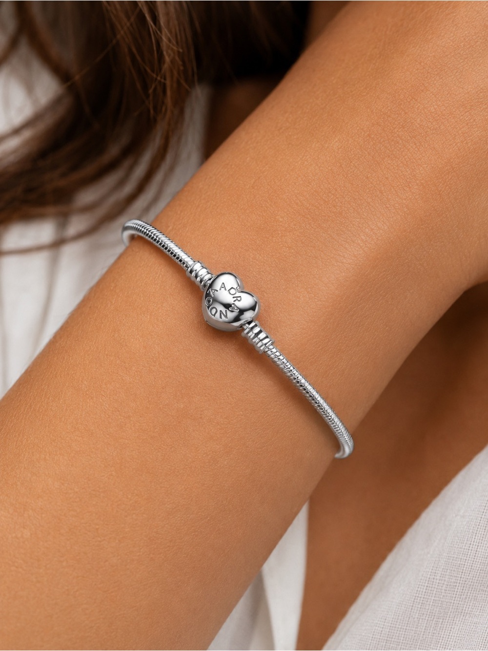 Pandora Silver Heart Charm Bracelet